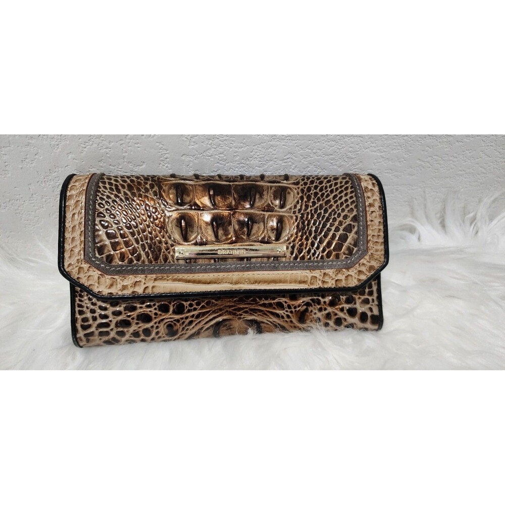 Brahmin Mitford Soft Checkbook Embossed Leather Wallet